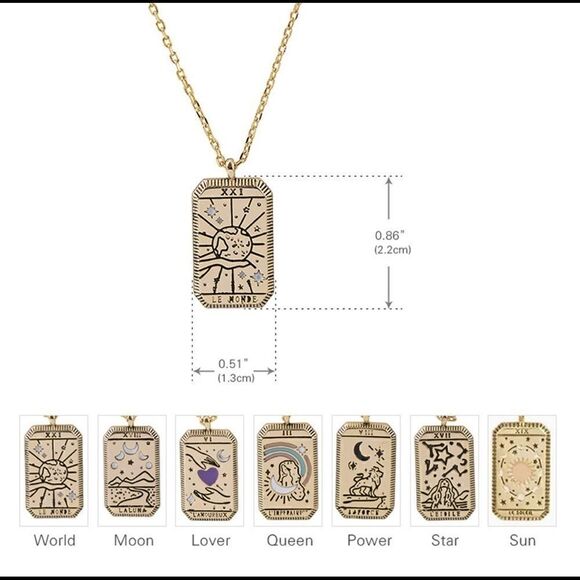 World 18k Gold Plated Stainless Steel Tarot Necklace Tarnish Free - Picture 5 of 5